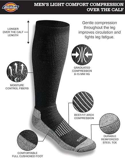 Dickies Men's Light Comfort Compression Over-the-calf Socks