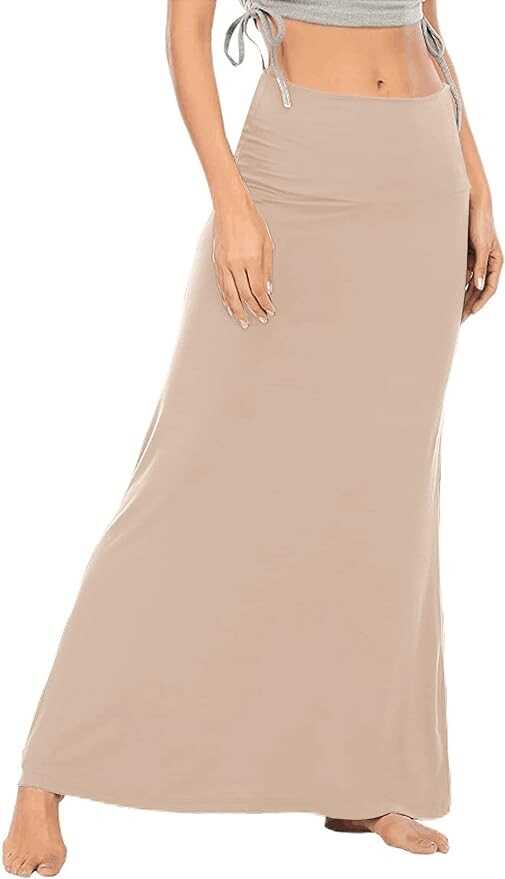 LYANER Women's Casual High Waist Solid Flare Long Maxi Skirt