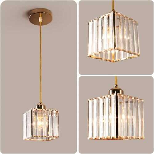 Single Mini Pendant Light Fixture Modern Crystal Gold Kitchen Island Hanging New