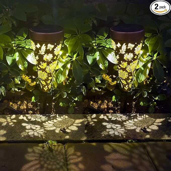 ANYTALK 2 Pack Sunflower Solar Pathway Lights Outdoor, Waterproof Solar Walkway Lights Garden Decor, Pathway Landscape Lights for Backyard Patio Path Yard Lawn Walkway