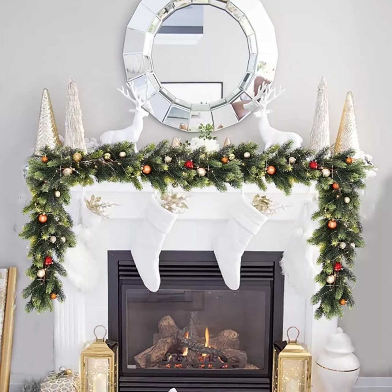 Christmas Garland LED For Decoration Inner Mantle Stairs Fireplace Home Holiday