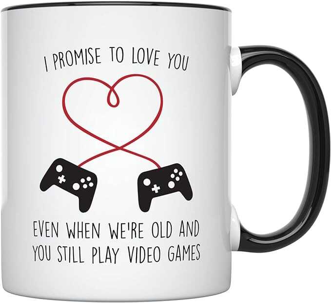 YouNique Designs Gaming Mugs for Him - Portable Coffee Mug 11 Oz, PC Gamer Gifts for Men, Gaming Stuff, Gamer Mug, Gaming Gifts for Men, Gamer Boyfriend Gifts for Gaming Boyfriend (Black Handle)