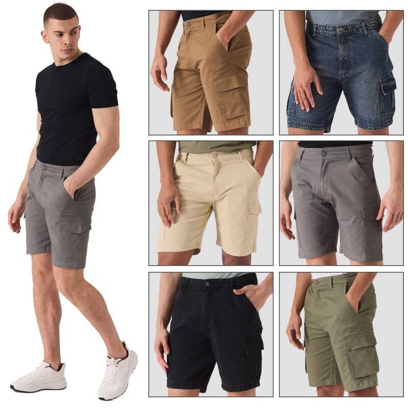 Mens Cargo Shorts Multi Pocket Slim fit Work Combat Summer Casual Half Pants