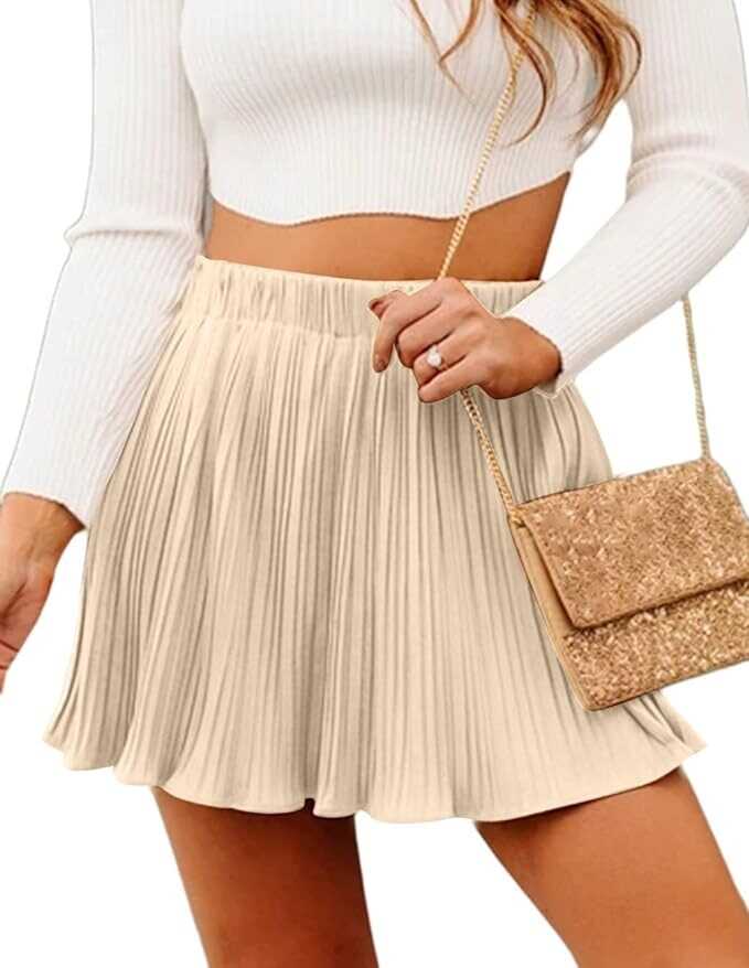 Avanova Women's High Waist Pleated Mini Skirt Flared Flowy A Line Tennis Skirts