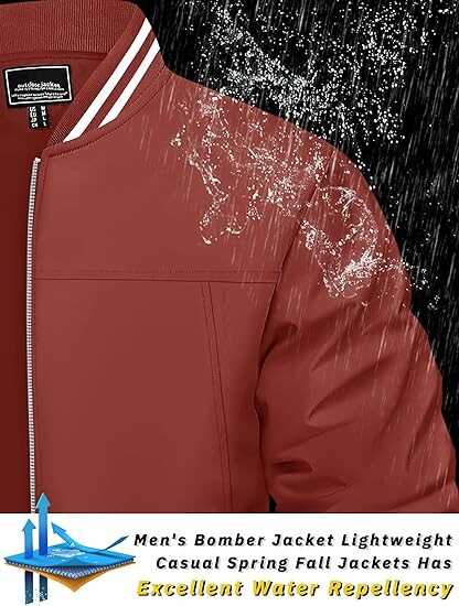 TACVASEN Men's Lightweight Jacket Casual Spring Fall Windbreaker Bomber Zip Up Coat With Pocket