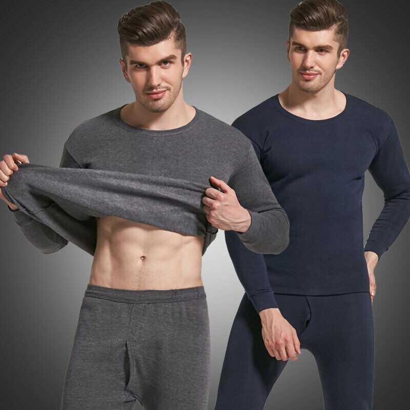 Mens Full Set Warm Underwear Thermal Lined Long Johns Top Bottom Trousers Winter
