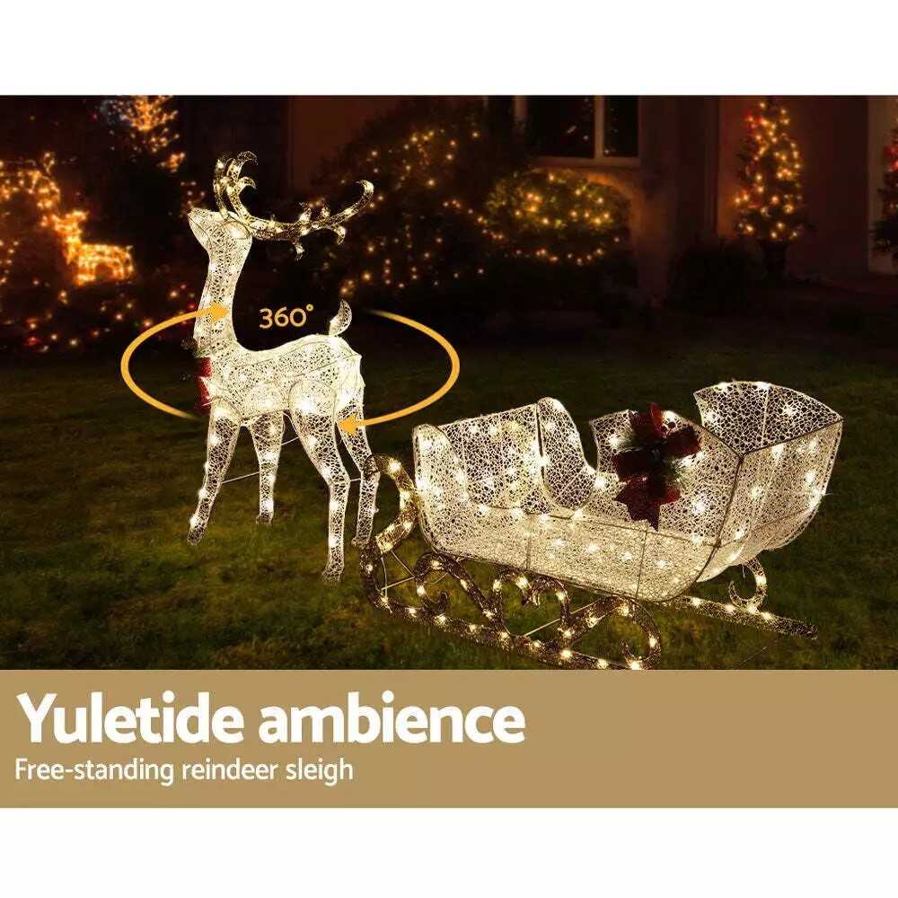 NNEDSZ Jingle Jollys Christmas Lights Motif LED Rope Light Reindeer Sleigh Xmas