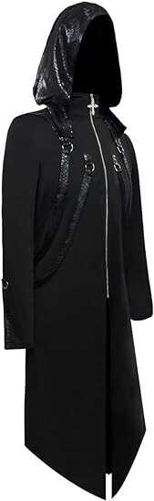 ZNZHKR Mens Steampunk Jacket Gothic Costume Frock Coat Hoodie Cloak With Hood