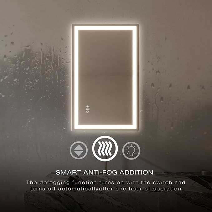 ELEMENTO 24” x 36” LED Bathroom Mirror | Modern Front and Backlit Rectangular Wall Mirror | 3 Light Color Options, Dimmer & Anti-Fog Features | LED Mirror for Bathroom Vanity