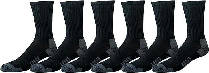 Amazon Essentials Men's Performance Cotton Cushioned Athletic Crew Socks, 6 Pairs