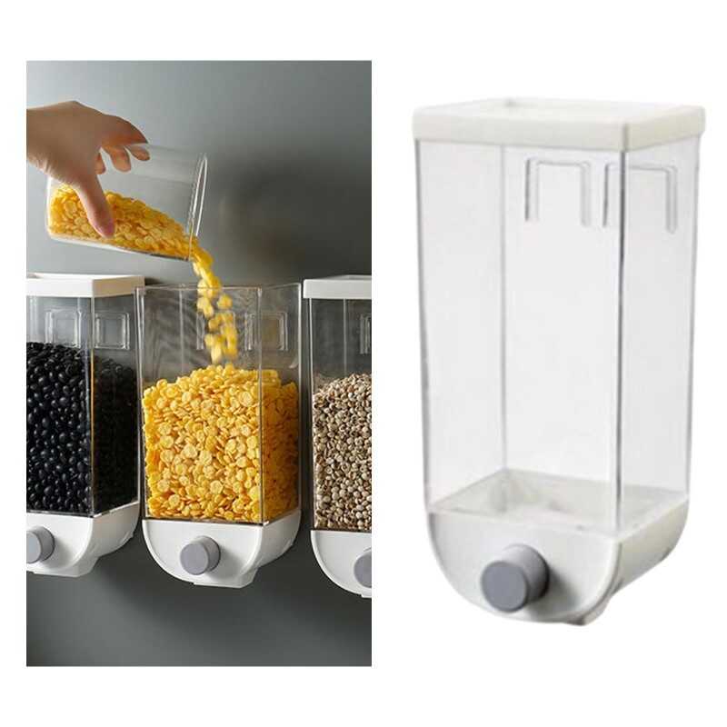 Wall-Mounted Food Dispenser Food Storage Container Kitchen Storage Box for Rice
