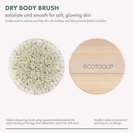 EcoTools Dry Body Brush, for Post Shower & Bath Skincare Routine, Removes Dirt & Promotes Blood Circulation, Helps Reduce Appearance of Cellulite, Eco-Friendly, Vegan & Cruelty-Free, 1 Count