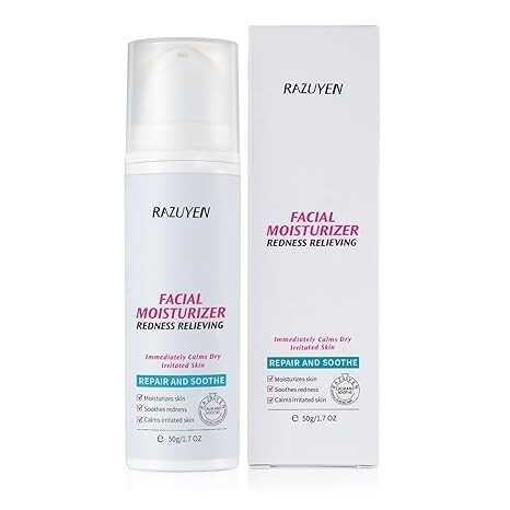 RAZUYEN Redness Relieving Daily Facial Moisturizer, Soothing Face Repair Cream for Dry and Sensitive Skin, Fragrance Free, Non-Comedogenic, 1.7 Oz