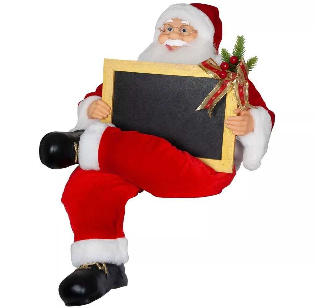Santa Claus Figure Santa with Flexible Legs & Board Sitting 60cm Decoration