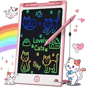 Hockvill LCD Writing Tablet for Kids 8.8 Inch, Kids Toys for Girls Boys Drawing Pad for 3 4 5 6 7 8 Year Old Kid, Toddler Drawing Doodle Board Travel Essentials Christmas Birthday Gift for Kids -Pink