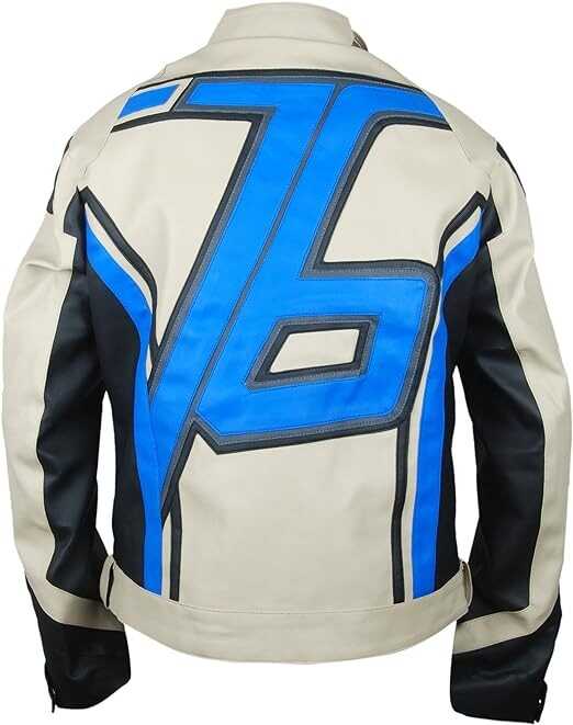 F&H Men's Beige Gaming Soldier Genuine Leather Jacket