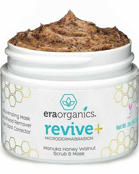 Era Organics Microdermabrasion Facial Scrub & Face Exfoliator - Spa Quality Exfoliating Mask with Manuka Honey Walnut Moisturizing Exfoliant for Dry Skin, Blackheads Wrinkles (2 oz)