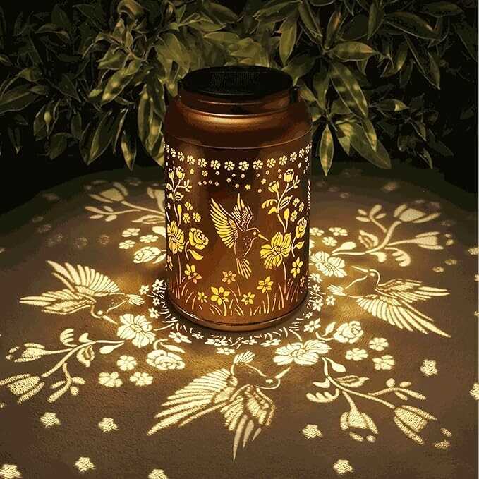 Hummingbird Solar Lanterns Outdoor Garden Decor Birthday Gifts for Women Mom Grandma Hanging Solar Lights Waterproof Metal Solar Decoration Outside LED Lanterns for Yard, Patio, Lawn