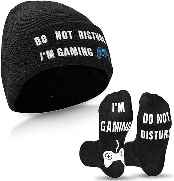 ANDOLO Do Not Disturb Gaming Socks, Beanie Baseball Cap Hat Valentines Fathers Day Gamer for Men Teenage Boys