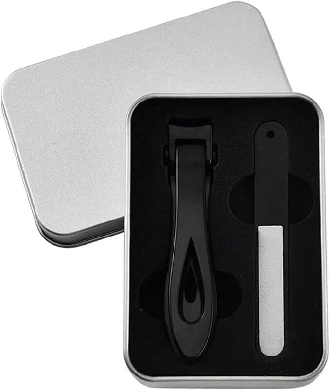 KSOUSLATU Ultra Wide Jaw Opening Nail Clippers Set, Toenail Clippers for Thick Nails Cutter, Ultra Sharp Stainless Steel Finger Nail Clippers Cutter for Tough Nails Pedicure for Men Women(Black)