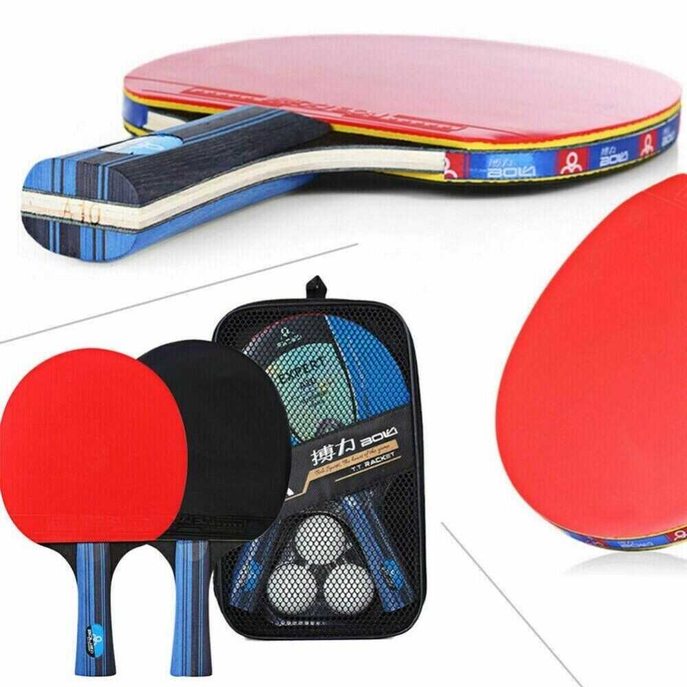 1 Pair Professional Table Tennis Ping Pong Racket Paddle Bat+3pcs Balls Bag Set