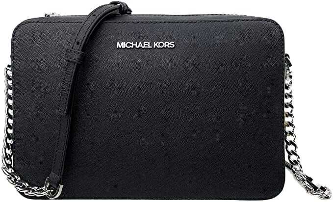 Michael Kors Women's Jet Set Item Crossbody Bag in Black with Silver hardware (Black/Silver)
