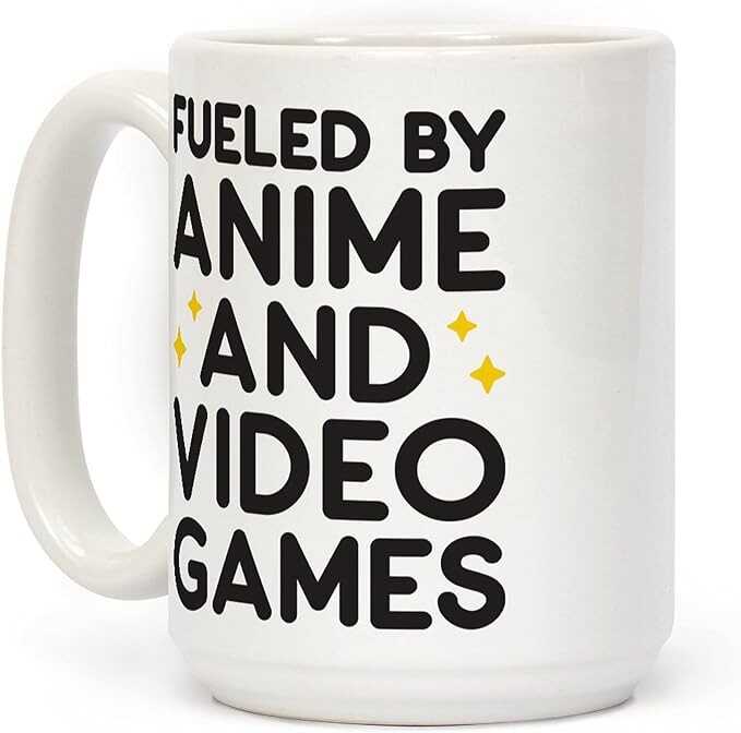 LookHUMAN Anime Coffee Mug - Funny Coffee Mugs Adult Humor, Double-Sided Print Ceramic Coffee Cups as Video Gaming Mugs, Dishwasher Safe Novelty Coffee Mugs for Women & Men, 15oz