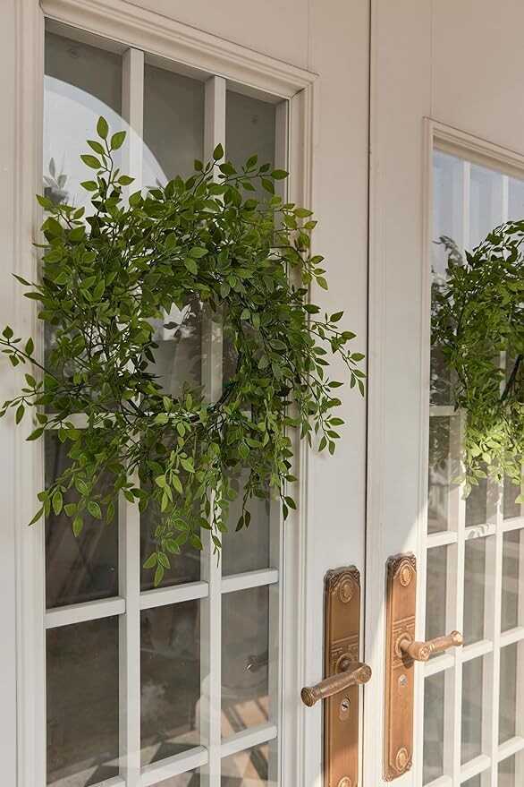 18 Inch Spring Wreaths for Front Door Eucalyptus Wreath Summer Greenery Wreath for Front Door for All Seasons Artifical Floral Outdoor Wreaths Weatherproof for Wall Farmhouse Porch Patio Home Decor Br