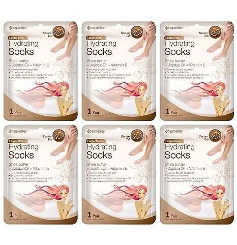 Epielle Hydrating Foot Masks (Socks 6pk) for foot cracked and dry heel to toe and callus Spa Masks - Shea butter + Jojoba Oil + Vitamin E Moisturize, Mothers Day GIfts