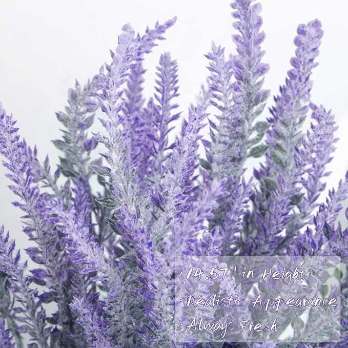 Ouddy Decor 12 Bundles Fake Flowers Artificial Lavender Faux Plastic Purple Flowers for Home Wedding Kitchen Garden Patio Window Box Office Table Centerpieces Indoor Outdoor Decor (Gray Purple)