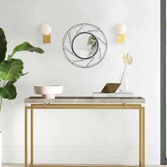 Round Wall Art Mirror Decor Black Circular Mirror for Home Décor, Accent Mirror Small Wall Circle for Wall Metal Frame Make up Mirror for Entryway Living Room, Bedroom, Bathroom Decorative