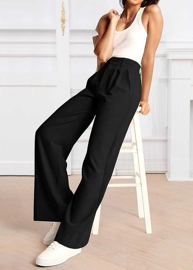 NOAHELLA Womens Wide Leg Pants High Waisted Business Casual Summer Dress Pants Palazzo Long Work Trousers with Pockets