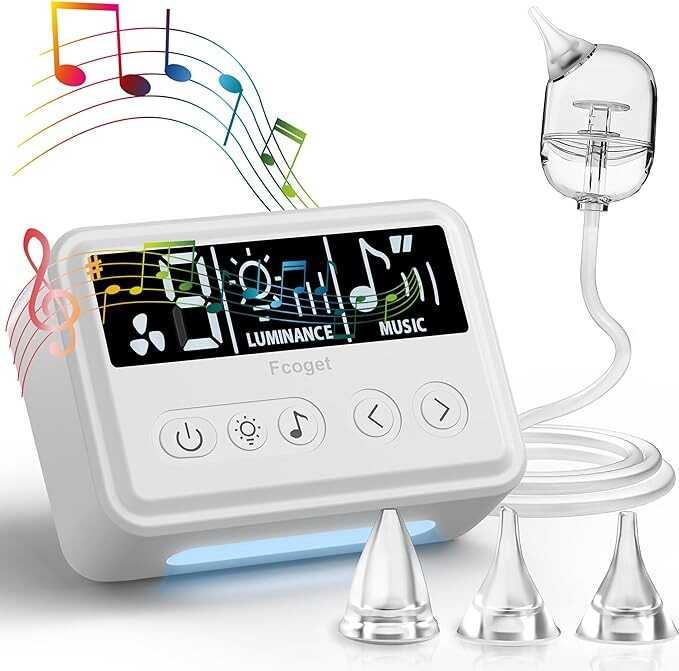 Fcoget Baby Nasal Aspirator with Powerful Adjustable 9 Level Suction, Electric Nasal Suction, Rechargeable, with Night Light and Nursery Rhymes Soothing