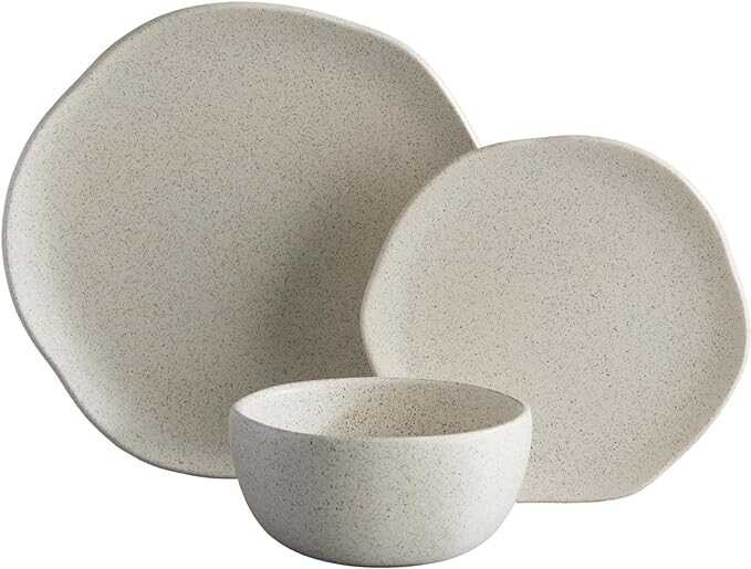 Corona Dinnerware Set 12– piece, Plates and Bowls Set, Ceramic Sets for 4, Microwave and Dishwasher Safe, Orion Reactive Glaze