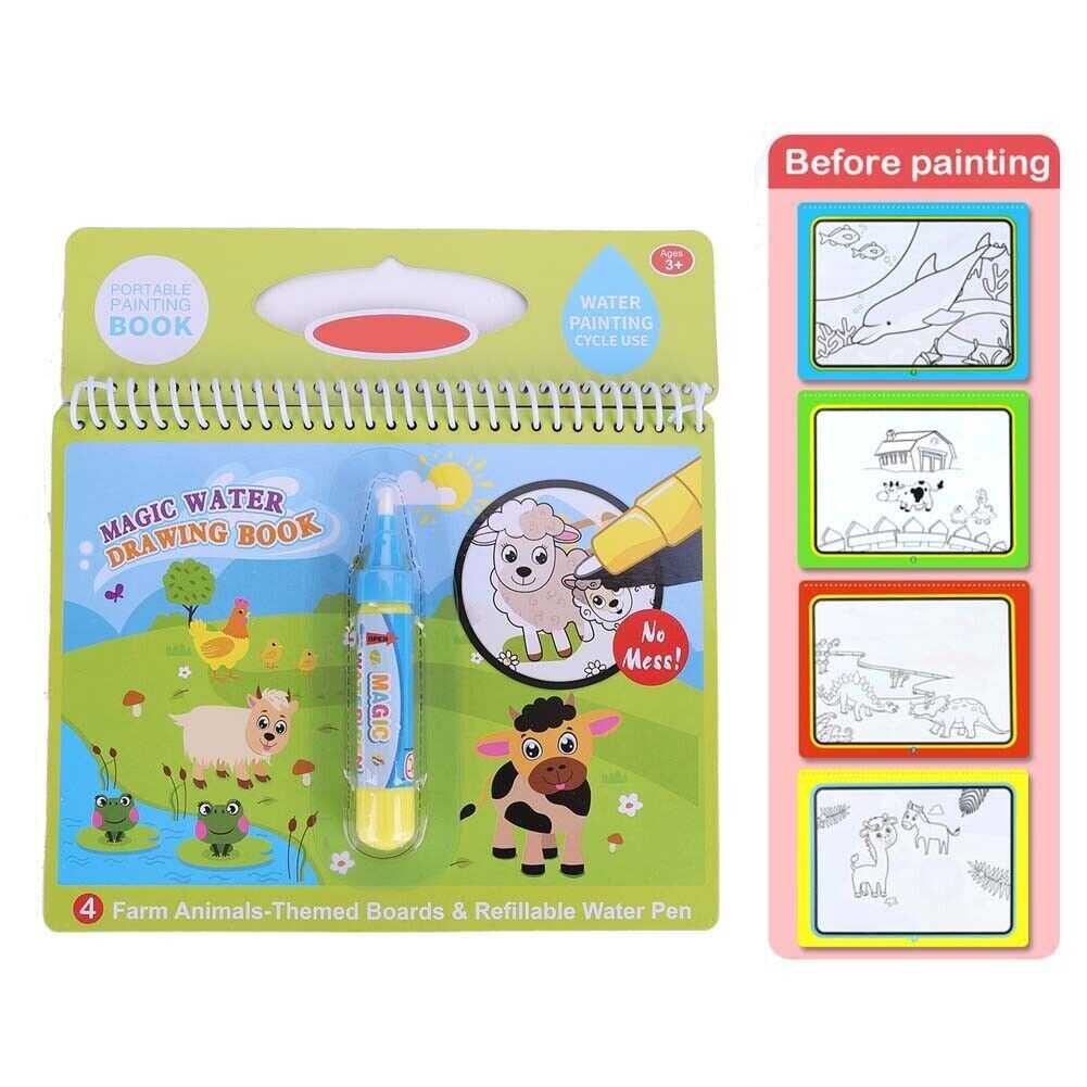 New Water Coloring Drawing Book With Pen Kids Children Painting Educational Toy