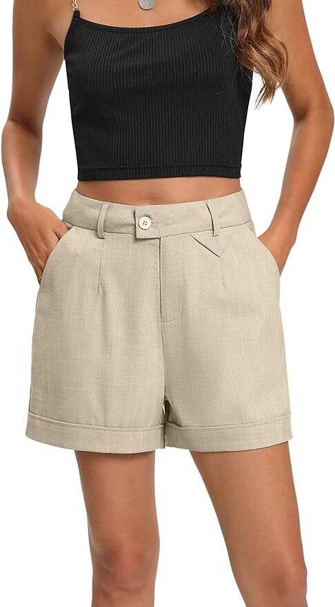 FUNYYZO Women Linen Wide Leg Shorts Summer Casual Comfy Long Walk Short