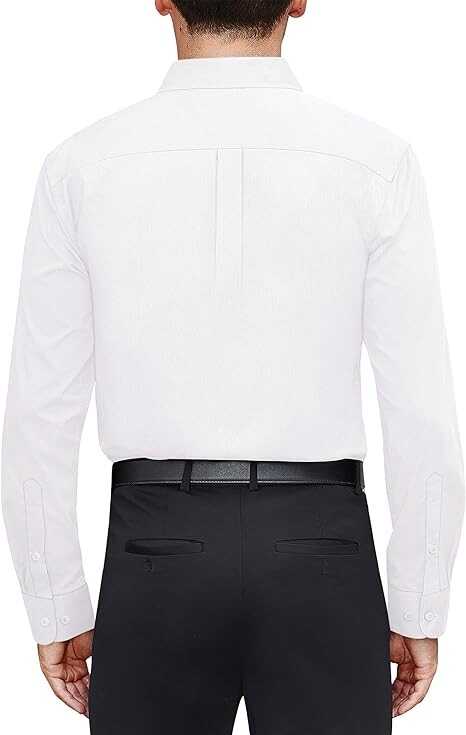 J.VER Men's Dress Shirts Stretch Stain Shield Long Sleeve Solid Formal Shirt Business Casual Button Down Shirts