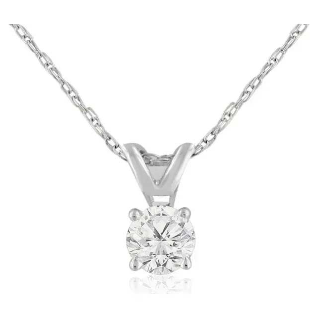 1/4 Carat Diamond Solitaire Necklace In 14 Karat White Gold For Women