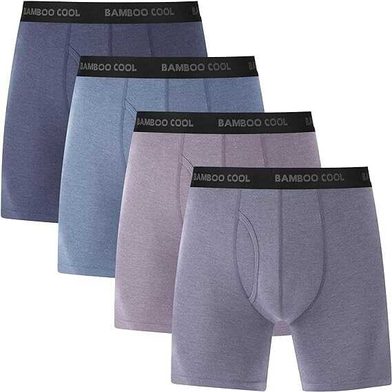 BAMBOO COOL Men’s Underwear boxer briefs Soft Comfortable Bamboo Viscose Underwear Trunks (4 or 7 Pack)