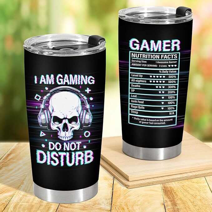 34HD Gifts for Gamer, Gamer Tumbler with Lid 20 oz Stainless Steel, I'm Gaming Do Not Disturb Mug, Gamer Birthday Gifts for Men