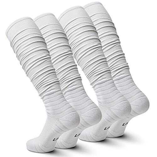 Scrunch Ultra Long Football Socks 2 Pack Combed Cotton With Ankle Support Padded