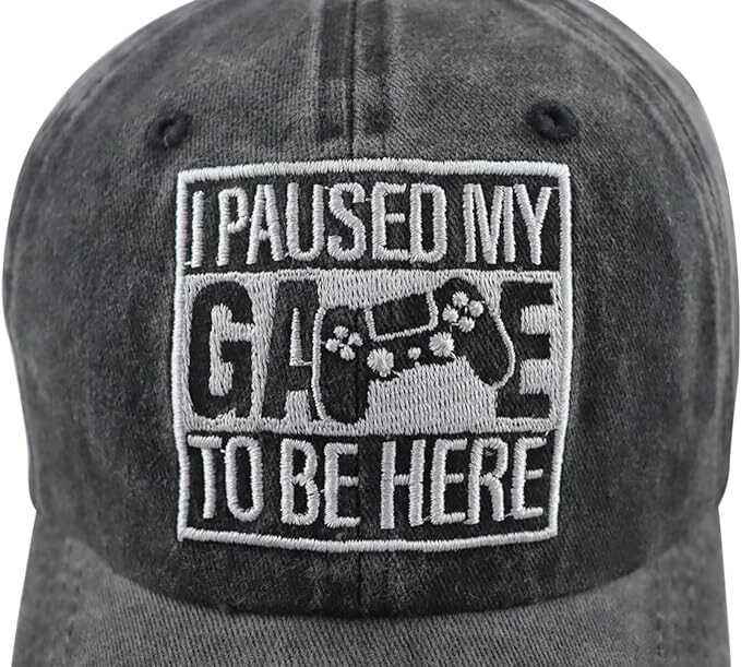 I Paused My Game to Be Here Hat for Men Women, Funny Adjustable Cotton Embroidered Gamer Baseball Cap