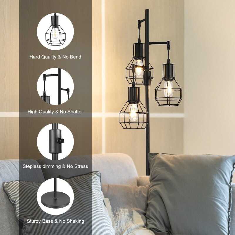 EDISHINE Dimmable Tree Floor Lamp Industrial Standing Lamp for Living Room