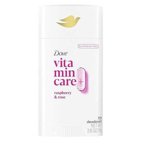 Dove VitaminCare+ Aluminum Free Deodorant Stick Raspberry & Rose for 72H Odor Protection Breathable Deodorant for Women 2.6 oz