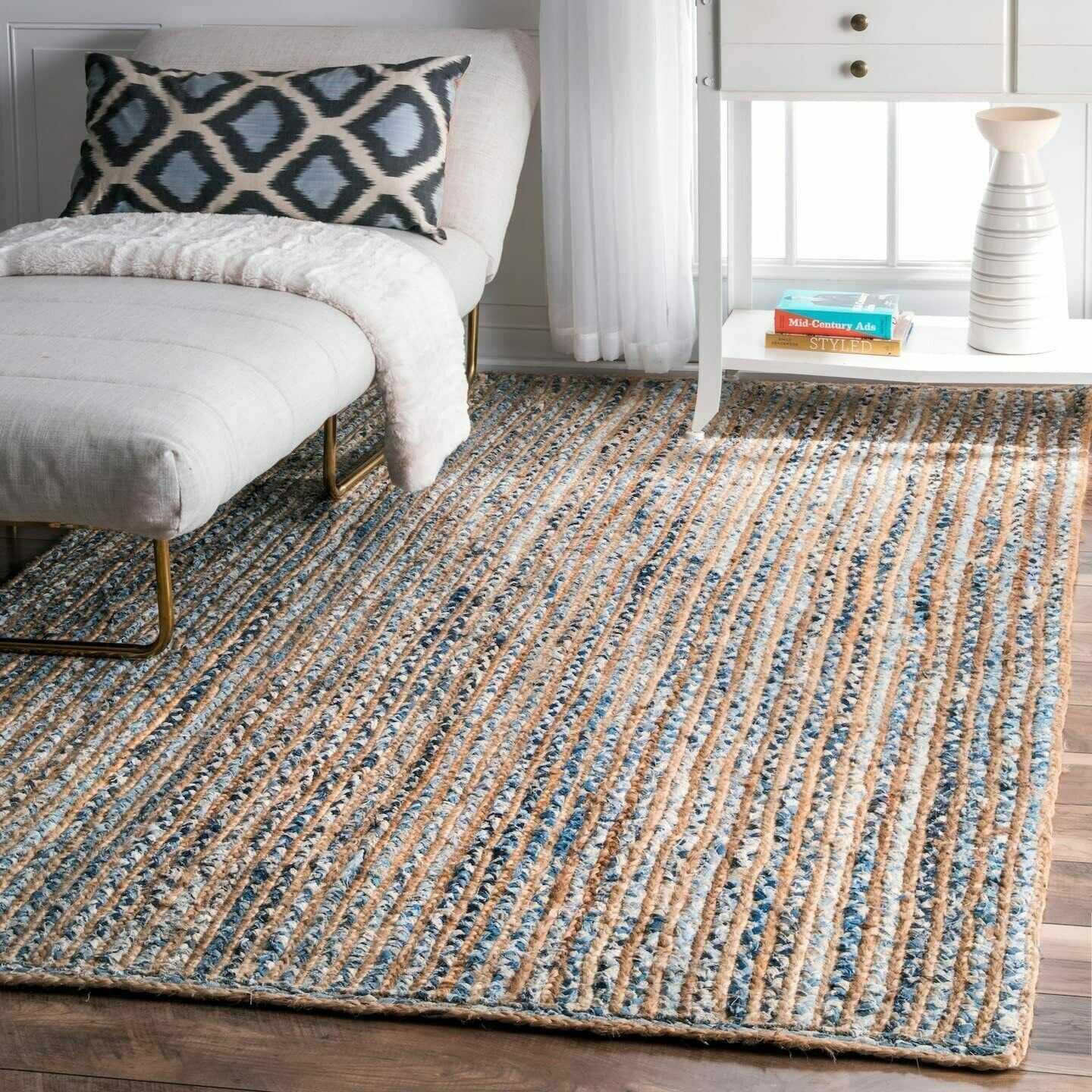 Rug 100% Natural Denim Jute Handmade carpet modern rustic look area rugs