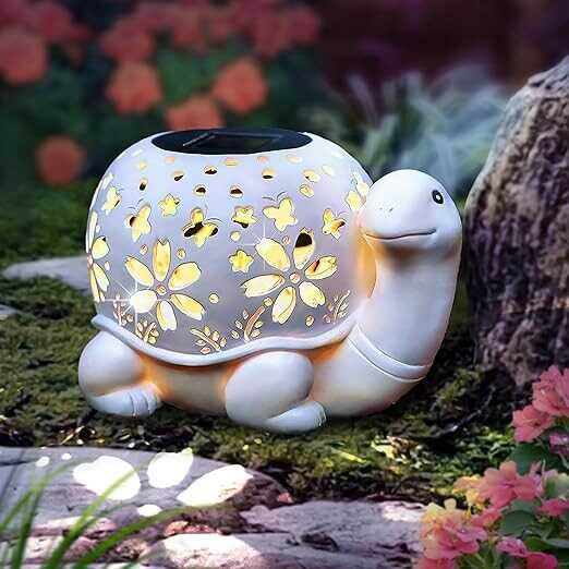 Solar Garden Outdoor Lights, Turtle Outdoor Statues Garden Decor, Solar Lantern with Waterproof Indoor Outdoor Tortoise Decorations for Patio, Lawn, Yard, Unique Gifts for Women, Mom, Grandma