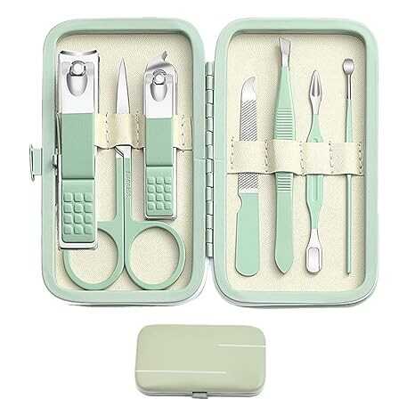 Manicure Set Nail Clipper Set Men Women Toe Finger Nail Clipper Personal Care Tools with Portable Travel Case Manicure Pedicure Tools Grooming Kit Gift for Men Women Family Friends Wife(Green)