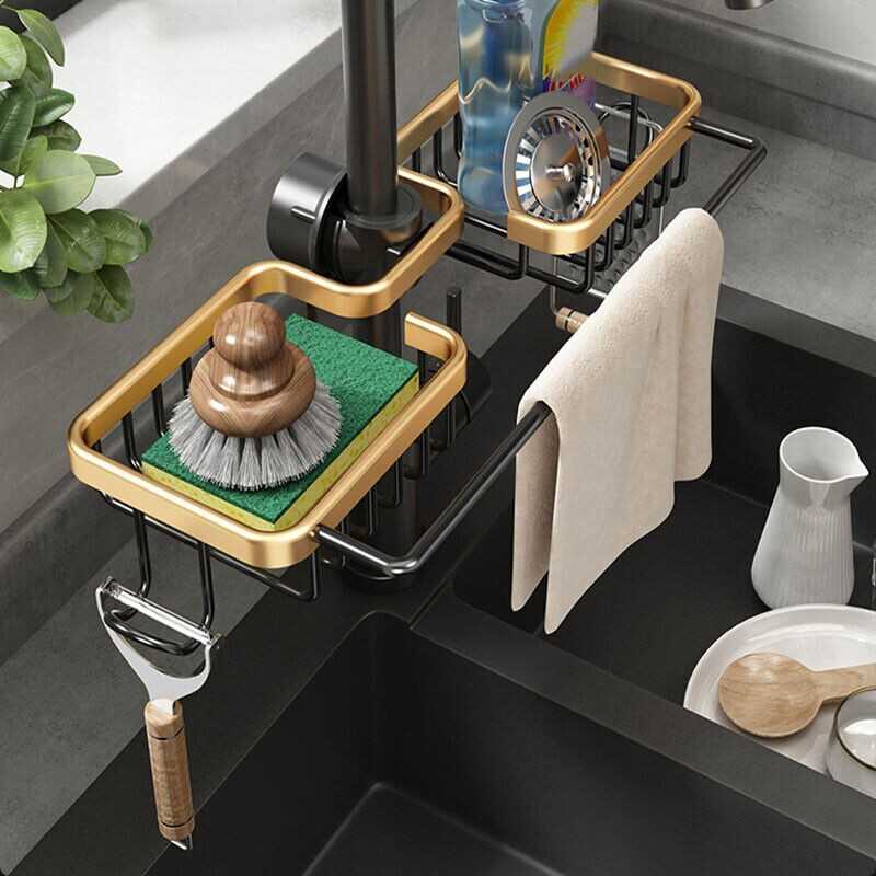 Drain Rack Storage Holder Shelf-Kitchen For Sink Faucet Sponge Soap Bathroom NEW