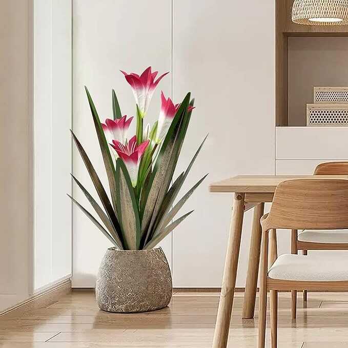 Homight Metal Agave Plant Outdoor Decoration Outdoor Garden Decoration Lily Mexican Yard Art Plant Garden Agave Lily Decorative Garden Gift… (2 Big Red Lilies)