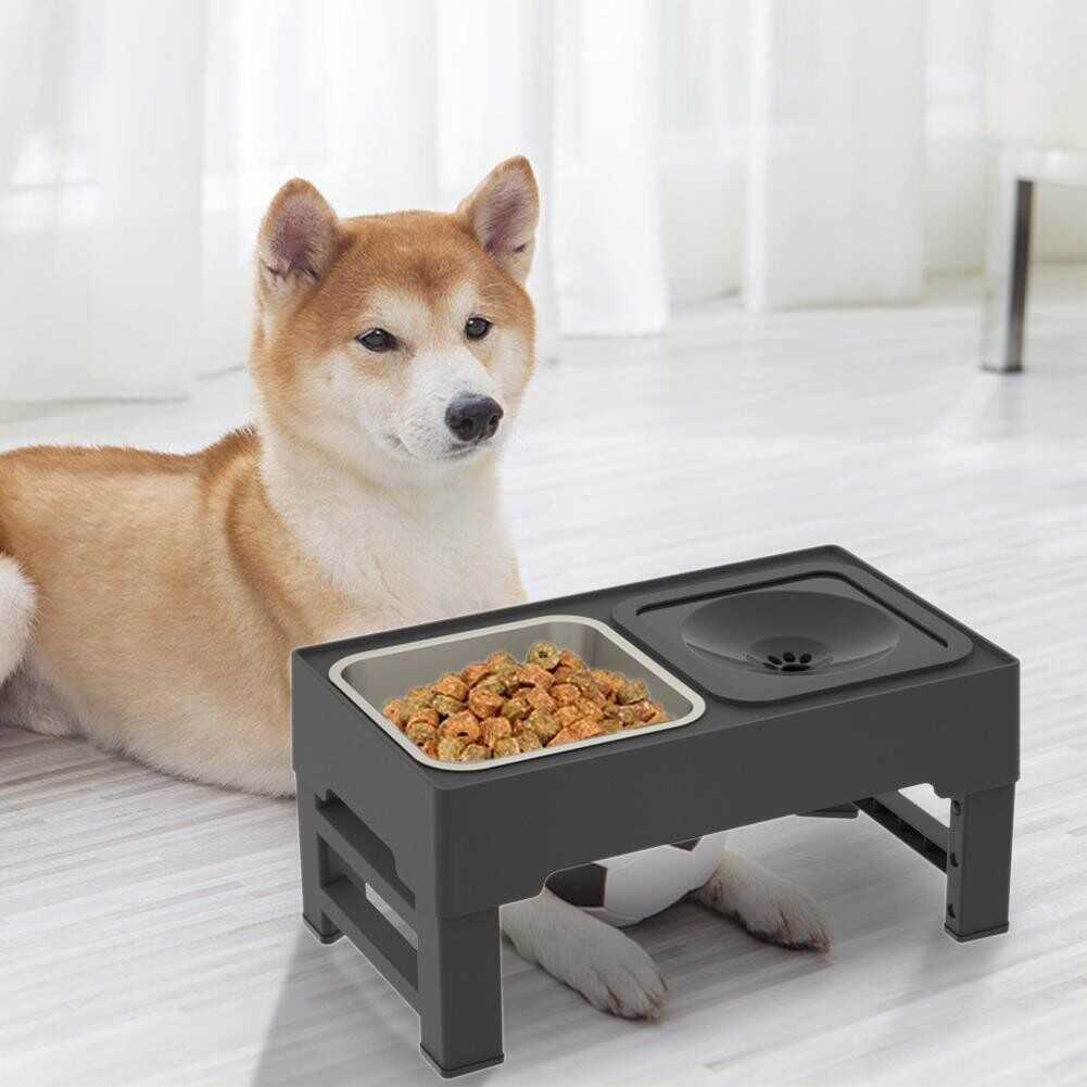 Stainless Steel Foldable Pet Food & Water Bowl Height Adjustable for All Breeds